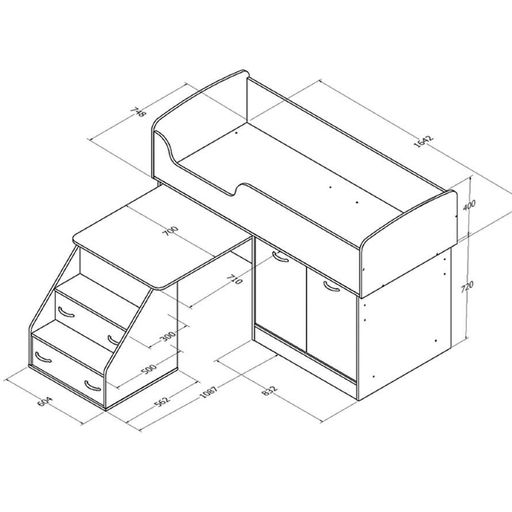 Кровать-чердак «Дюймовочка 2»